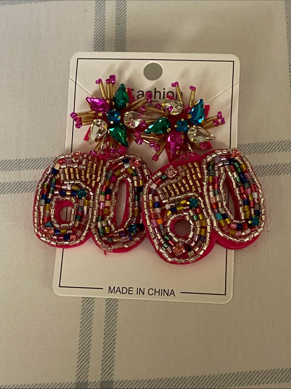 Pink Multicolor Beaded Floral Statement 60th Birthday Earrings